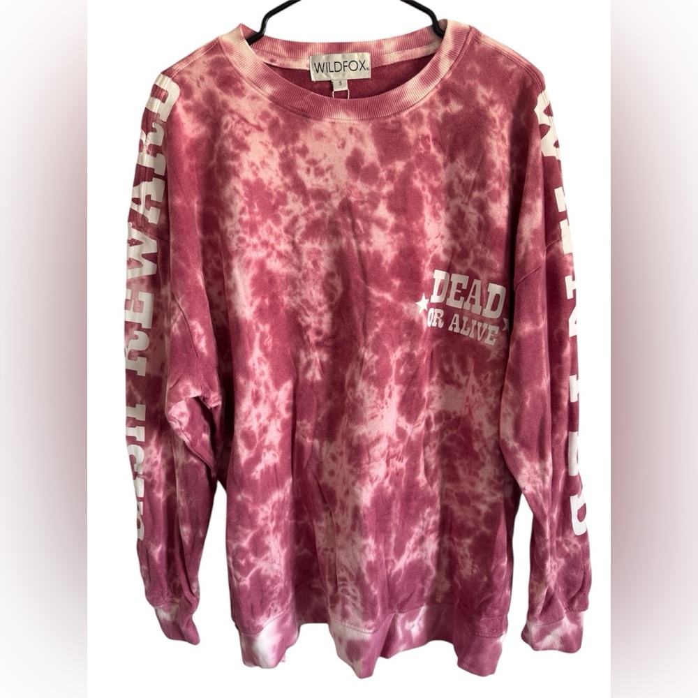 Wildfox Dead or Alive Roadtrip Oversized Sweatshirt Pink NWT Size Small